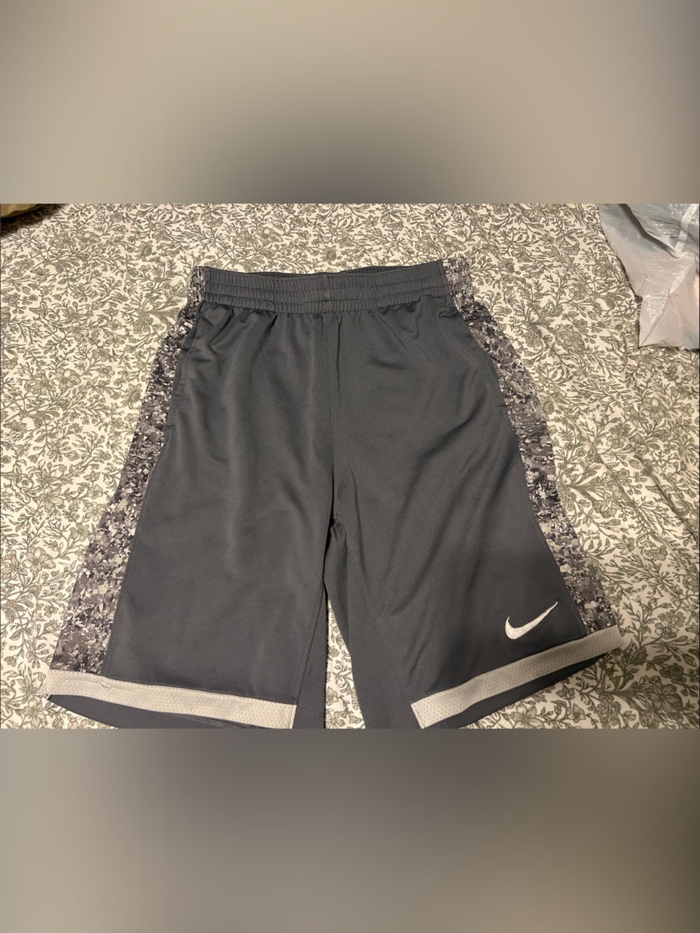 Nike Dark Gray Basketball Shorts with Digital Camo Trim